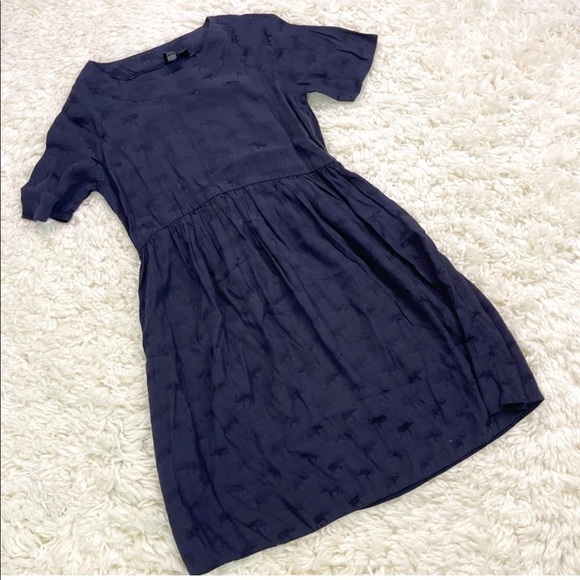 ASOS Elephant Embossed Babydoll Short Sleeve Dress - Picture 1 of 5